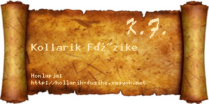 Kollarik Füzike névjegykártya